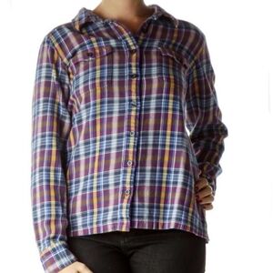 Patagonia Roadie Color Ikat Purple Long-Sleeved Fjord Flannel Shirt 10